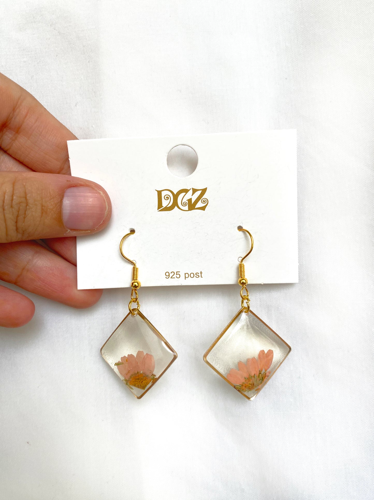 Diamond Leafy Resin Earrings